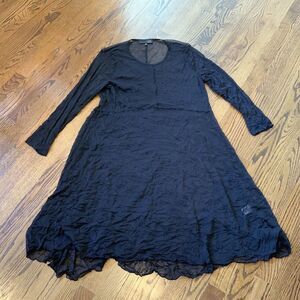 Womens Goth‎ Grunge Sheer Mesh Dress One Size Midi Crinkle Whimsigoth Witchy